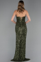 Robe de Soirée Longue Squameuse Kaki ABU6218