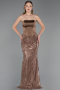 Robe Queue de Poisson Longue Perlé Brun ABU6315
