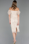 Robe de Cérémonie Midi Perlé Beige ABK2667