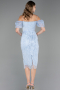 Robe de Cérémonie Midi Perlé Bleu clair ABK2667