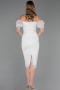 Robe de Cérémonie Midi Perlé Blanc ABK2667