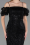 Robe de Cérémonie Midi Perlé Noir ABK2667