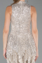 Robe De Soirée Courte Squameuse Beige ABK2671