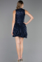 Robe De Soirée Courte Squameuse Bleu Marine ABK2671