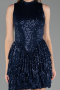 Robe De Soirée Courte Squameuse Bleu Marine ABK2671