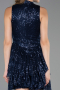 Robe De Soirée Courte Squameuse Bleu Marine ABK2671