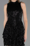 Robe De Soirée Courte Squameuse Noir ABK2671