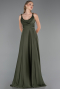 Robe de Soirée Longue Satin Kaki ABU5146