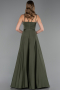 Robe de Soirée Longue Satin Kaki ABU5146