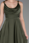 Robe de Soirée Longue Satin Kaki ABU5146