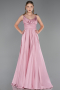 Robe de Soirée Longue Satin Poudre ABU5146