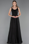 Robe de Soirée Longue Satin Noir ABU5146