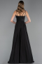 Robe de Soirée Longue Satin Noir ABU5146