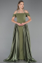 Robe de Soirée Longue Satin Kaki ABU5995