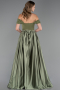 Robe de Soirée Longue Satin Kaki ABU5995