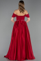 Robe de Soirée Longue Satin Rouge ABU5995