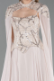 Robe de Soirée Longue Mousseline Beige ABU5931