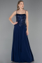 Robe de Soirée Longue Mousseline Bleu Marine ABU5931