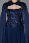 Robe de Soirée Longue Mousseline Bleu Marine ABU5931