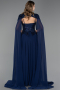 Robe de Soirée Longue Mousseline Bleu Marine ABU5931