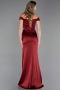 Robe de Soirée Longue Satin Rouge Bordeaux ABU5976