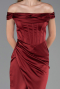 Robe de Soirée Longue Satin Rouge Bordeaux ABU5976