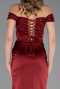 Robe de Soirée Longue Satin Rouge Bordeaux ABU5976