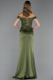 Robe de Soirée Longue Satin Kaki ABU5976