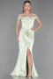Robe de Soirée Longue Satin Menthe ABU5976