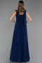 Robe de Soirée Longue Mousseline Bleu Marine ABU6369