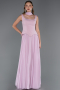 Robe de Soirée Longue Mousseline Poudre ABU6369