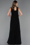 Robe de Soirée Longue Mousseline Noir ABU6369