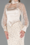 Robe de Soirée Longue Perlé Beige ABU6358