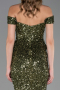 Robe de Soirée Longue Squameuse Kaki ABU6359