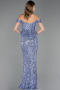 Robe de Soirée Longue Squameuse Indigo ABU6359