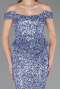 Robe de Soirée Longue Squameuse Indigo ABU6359