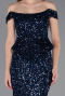 Robe de Soirée Longue Squameuse Bleu Marine ABU6359