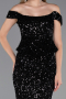Robe de Soirée Longue Squameuse Noir ABU6359