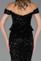 Robe de Soirée Longue Squameuse Noir ABU6359