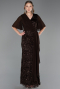 Robe De Soirée Grande Taille Longue Squameuse Brun ABU6373