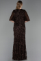 Robe De Soirée Grande Taille Longue Squameuse Brun ABU6373