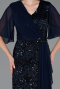 Robe De Soirée Grande Taille Longue Squameuse Bleu Marine ABU6373