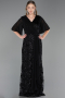 Robe De Soirée Grande Taille Longue Squameuse Noir ABU6373