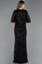 Robe De Soirée Grande Taille Longue Squameuse Noir ABU6373