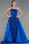 Robe de Soirée Longue Perlé Bleu Saxe ABU5511