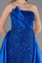 Robe de Soirée Longue Perlé Bleu Saxe ABU5511