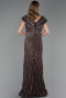 Robe De Fiançailles Grande Taille Longue Perlé Brun ABU5444