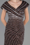 Robe De Fiançailles Grande Taille Longue Perlé Brun ABU5444