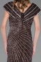 Robe De Fiançailles Grande Taille Longue Perlé Brun ABU5444
