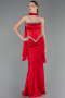 Robe Queue de Poisson Longue Satin Rouge ABU5644